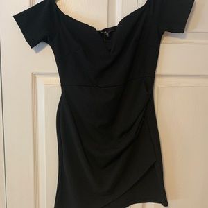 Black v cut dress w sleeves
